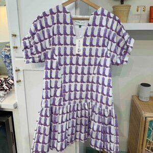 Purple Puff Sleeve V-Neck Mini Sundress